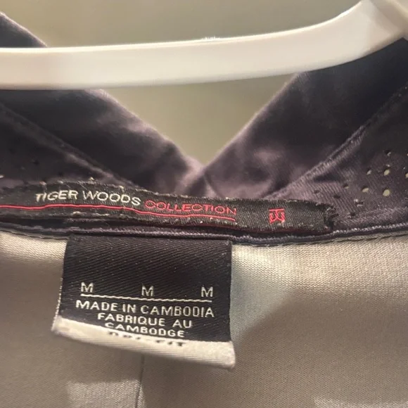 Nike Men's Tiger Woods Black and Purple Striped Polo medium - Picture 2 of 7